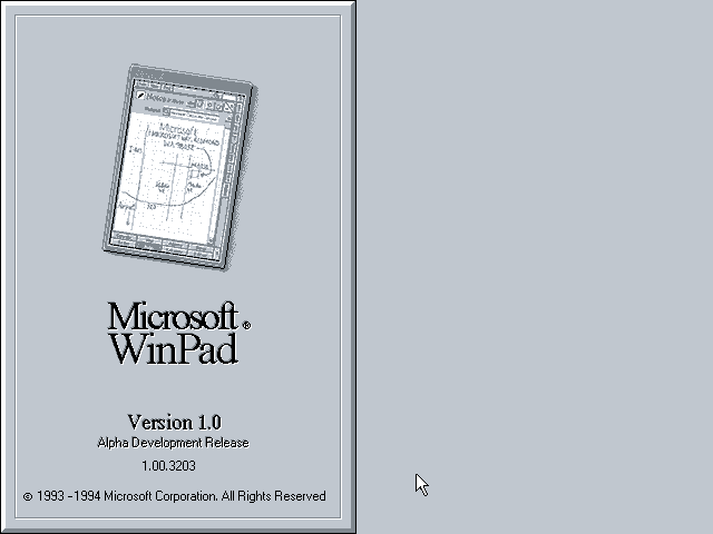 Microsoft WinPad 1.00.3203 - Splash